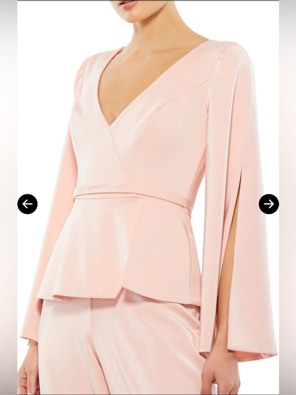 Ieena for Mac Duggal
Long sleeve flare leg jumpsuit